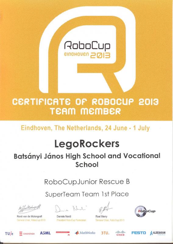 RoboCup bajnok a LegoRockers csapat