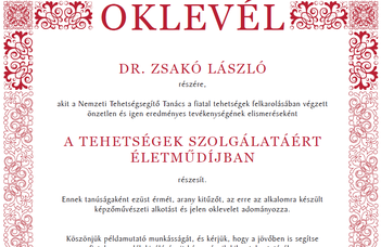 Zsakó László oklevele