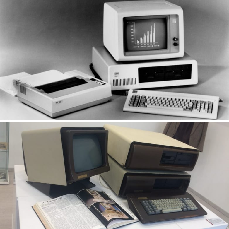 Felső kép: IBM PC (forrás: ibm.com), alsó kép: Proper-16 konfiguráció (forrás: njszt.hu )