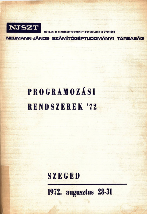 Programozási Rendszerek 1972